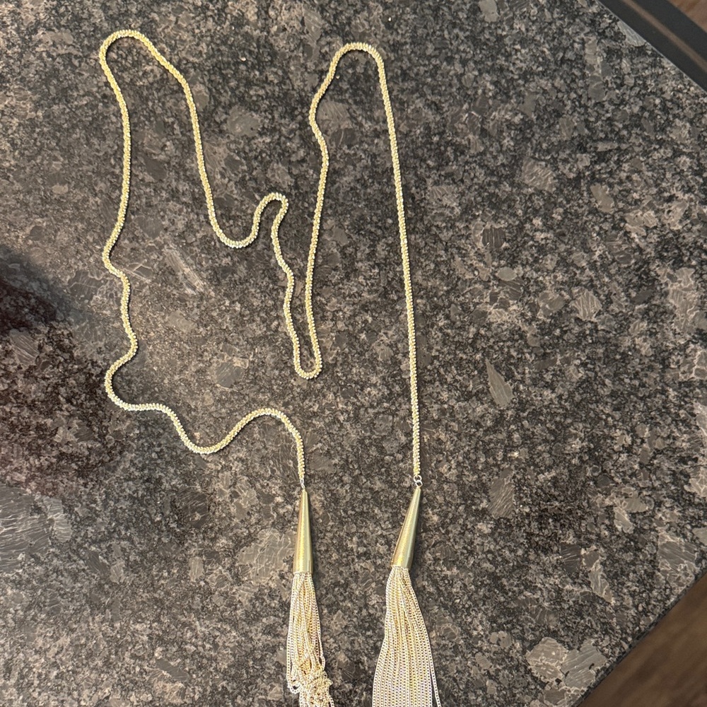 Kendra Scott Gold Long Double-Tassel Necklace - Picture 3 of 4